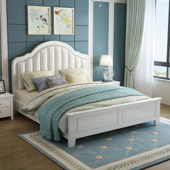 静宜港实木床简约现代2米双人床欧式床1.8米主卧婚床简欧公主
